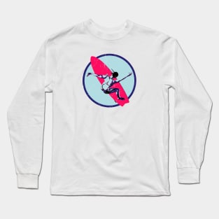 Surfer Girl Pink Surfboard Distressed Long Sleeve T-Shirt